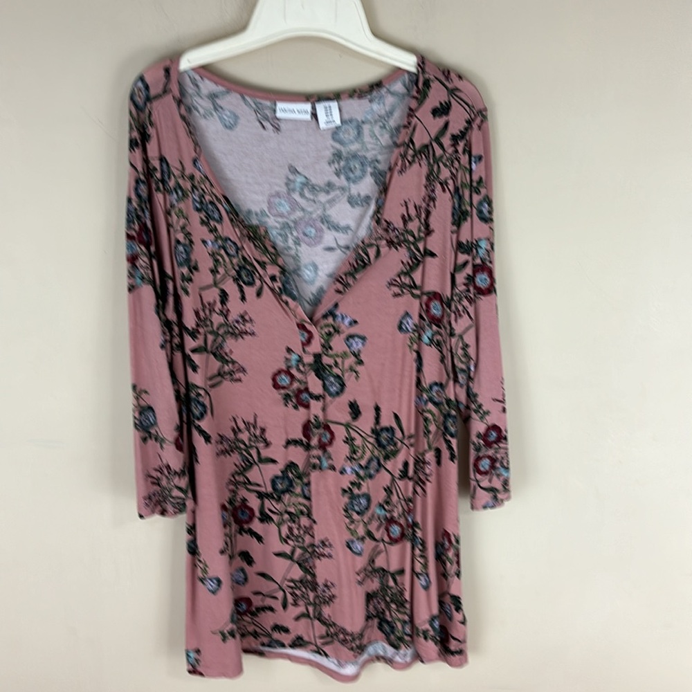 Tabitha Webb Pink Stretch Floral Tunic Top Size 1X